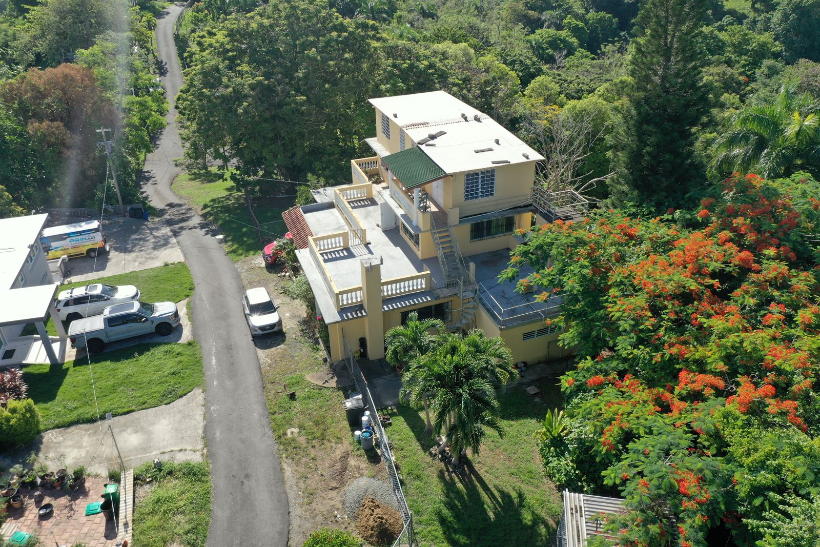 Residencia con flamboyán